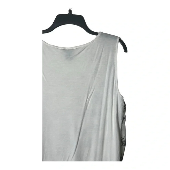 1488. ANN TAYLOR FACTORY SLEEVELESS TOP SIZE LARGE WHITE WITH GREEN TROPICAL - Picture 7 of 9